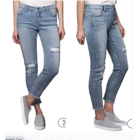 Kenneth Cole‎ sz 12 blue distressed denim jeans NWT - Picture 1 of 11